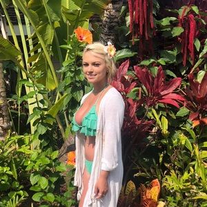 Teal ruffle tie bikini top